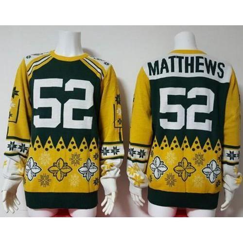 Nike Green Bay Packers #52 Clay Matthews Green/Yellow Ugly Sweater