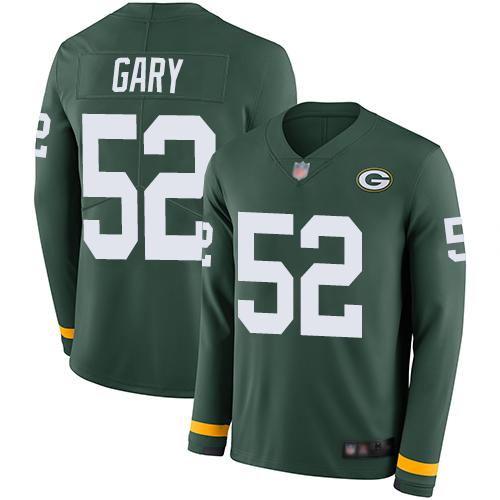 Nike Green Bay Packers #52 Rashan Gary Green Team Color Stitched Limited Therma Long Sleeve Jersey