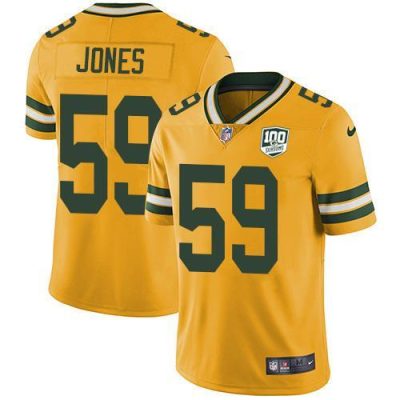 Nike Green Bay Packers #59 Markus Jones Yellow 100th Season Stitched Limited Rush Jersey