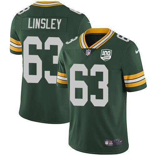 Nike Green Bay Packers #63 Corey Linsley Green Team Color 100th Season Stitched Vapor Untouchable Limited Jersey