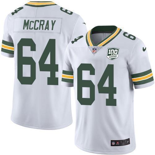 Nike Green Bay Packers #64 Justin McCray White 100th Season Stitched Vapor Untouchable Limited Jersey