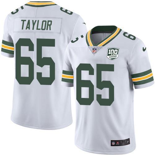 Nike Green Bay Packers #65 Lane Taylor White 100th Season Stitched Vapor Untouchable Limited Jersey