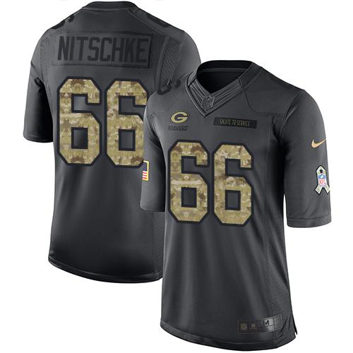 Nike Green Bay Packers #66 Ray Nitschke Black Stitched Limited 2016 Salute To Service Jersey
