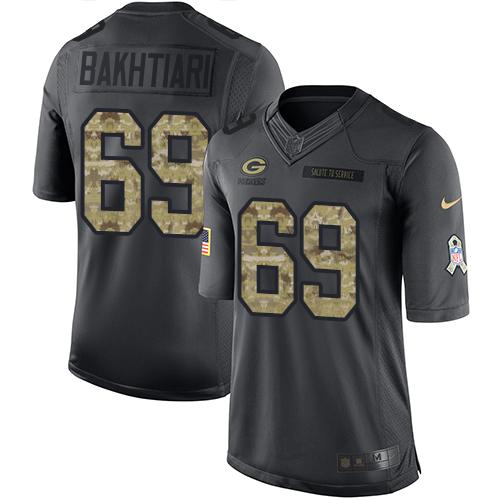 Nike Green Bay Packers #69 David Bakhtiari Black Stitched Limited 2016 Salute To Service Jersey