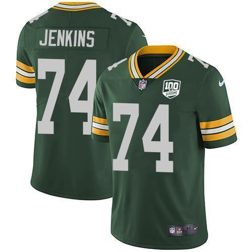 Nike Green Bay Packers #74 Elgton Jenkins Green Team Color 100th Season Stitched Vapor Untouchable Limited Jersey
