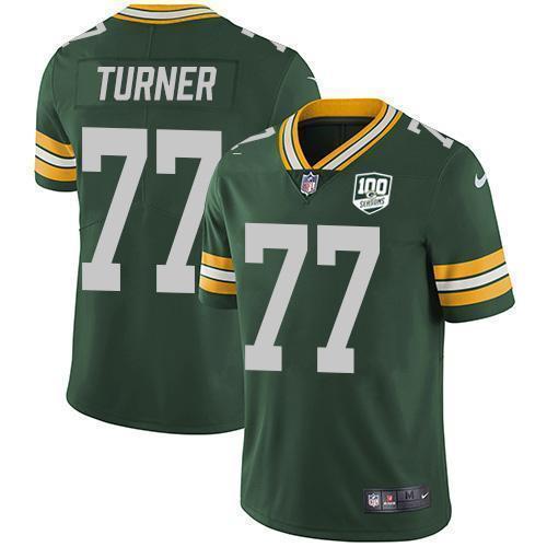 Nike Green Bay Packers #77 Billy Turner Green Team Color 100th Season Stitched Vapor Untouchable Limited Jersey