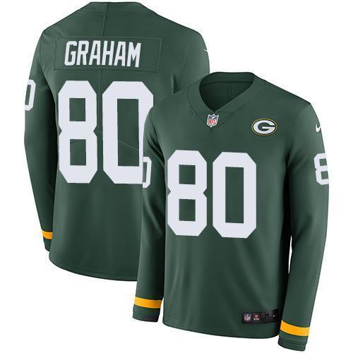 Nike Green Bay Packers #80 Jimmy Graham Green Team Color Stitched Limited Therma Long Sleeve Jersey