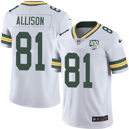 Nike Green Bay Packers #81 Geronimo Allison White 100th Season Stitched Vapor Untouchable Limited Jersey