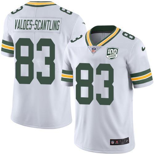 Nike Green Bay Packers #83 Marquez Valdes-Scantling White 100th Season Stitched Vapor Untouchable Limited Jersey