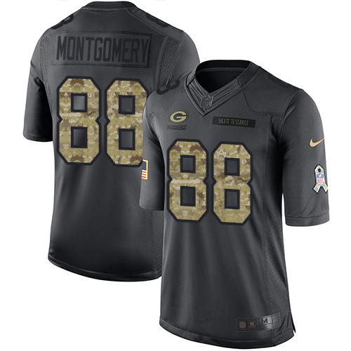 Nike Green Bay Packers #88 Ty Montgomery Black Stitched Limited 2016 Salute To Service Jersey