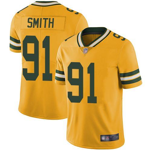 Nike Green Bay Packers #91 Preston Smith Yellow Stitched Limited Rush Jersey