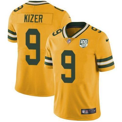 Nike Green Bay Packers #9 DeShone Kizer Yellow 100th Season Stitched Limited Rush Jersey