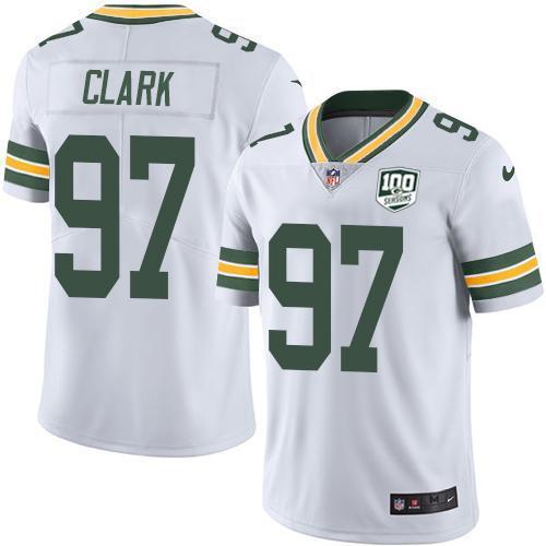 Nike Green Bay Packers #97 Kenny Clark White 100th Season Stitched Vapor Untouchable Limited Jersey
