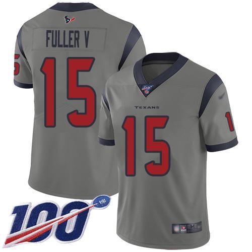 Nike Houston Texans #15 Will Fuller V Gray Stitched NFL Limited Inverted Legend 100th Season Jersey