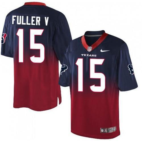 Nike Houston Texans #15 Will Fuller V Navy Blue/Red Stitched NFL Elite Fadeaway Fashion Jersey