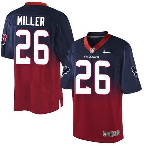 Nike Houston Texans #26 Lamar Miller Navy Blue/Red Stitched NFL Elite Fadeaway Fashion Jersey