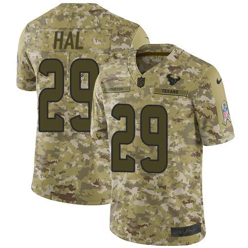 Nike Houston Texans #29 Andre Hal Camo Stitched NFL Limited 2018 Salute To Service Jersey