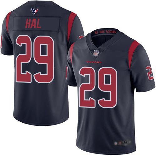 Nike Houston Texans #29 Andre Hal Navy Blue Stitched NFL Limited Rush Jersey