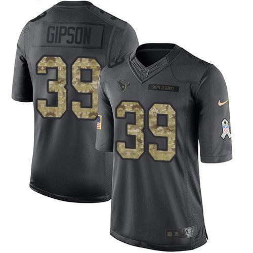 Nike Houston Texans #39 Tashaun Gipson Black Stitched NFL Limited 2016 Salute to Service Jersey
