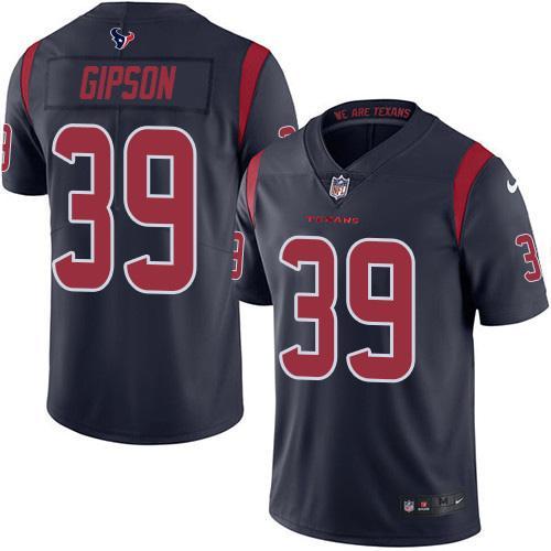 Nike Houston Texans #39 Tashaun Gipson Navy Blue Stitched NFL Limited Rush Jersey