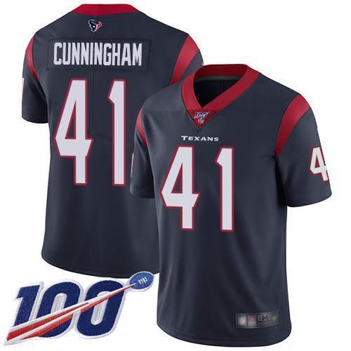 Nike Houston Texans #41 Zach Cunningham Navy Blue Team Color Stitched NFL 100th Season Vapor Limited Jersey