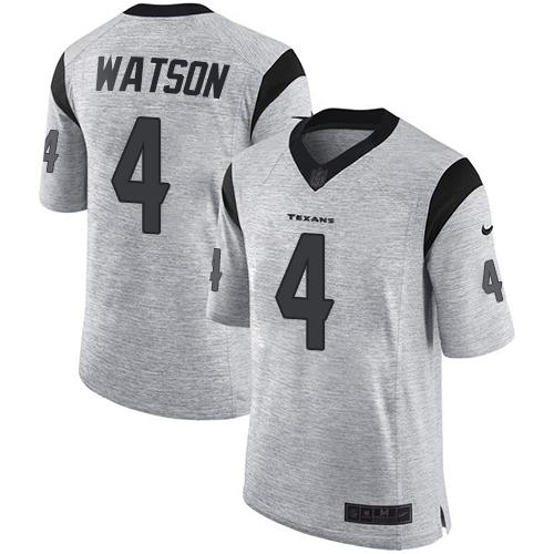 Nike Houston Texans #4 Deshaun Watson Gray Stitched NFL Limited Gridiron Gray II Jersey