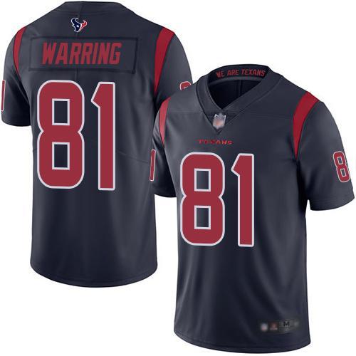 Nike Houston Texans #81 Kahale Warring Navy Blue Stitched NFL Limited Rush Jersey