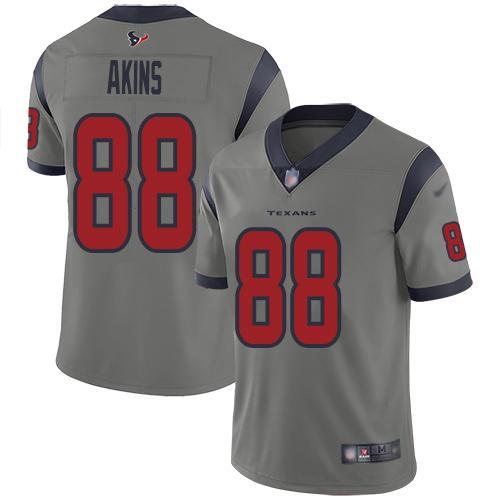Nike Houston Texans #88 Jordan Akins Gray Stitched NFL Limited Inverted Legend Jersey