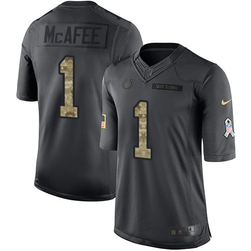 Nike Indianapolis Colts #1 Pat McAfee Black Stitched NFL Limited 2016 Salute to Service Jersey