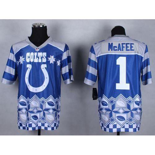 Nike Indianapolis Colts #1 Pat McAfee Royal Blue Stitched NFL Elite Noble Fashion Jersey