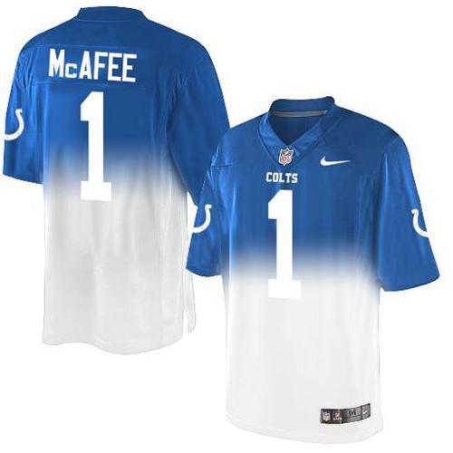 Nike Indianapolis Colts #1 Pat McAfee Royal Blue/White Stitched NFL Elite Fadeaway Fashion Jersey