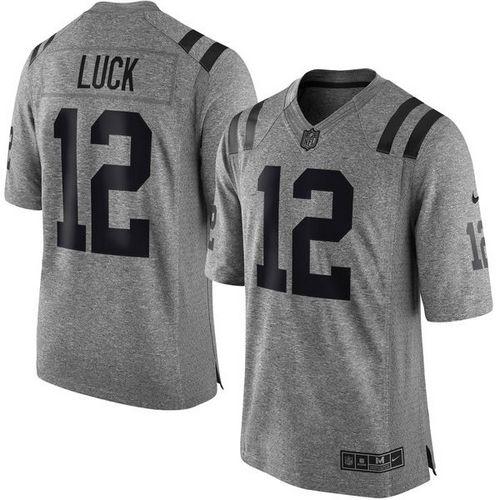 Nike Indianapolis Colts #12 Andrew Luck Gray Stitched NFL Limited Gridiron Gray Jersey