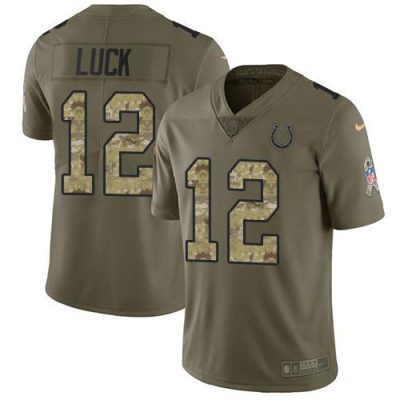 Nike Indianapolis Colts #12 Andrew Luck Olive/Camo Stitched NFL Limited 2017 Salute To Service Jersey