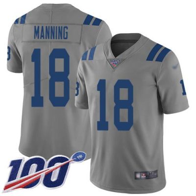 Nike Indianapolis Colts #18 Peyton Manning Gray Stitched NFL Limited Inverted Legend 100th Season Jersey