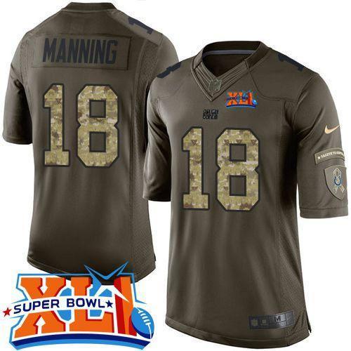 Nike Indianapolis Colts #18 Peyton Manning Green Super Bowl XLI Stitched NFL Limited Salute to Service Jersey