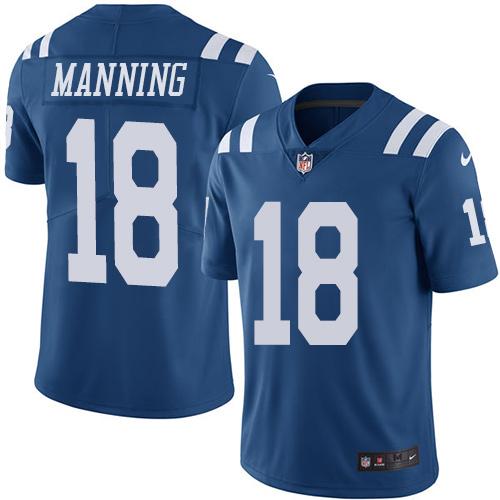 Nike Indianapolis Colts #18 Peyton Manning Royal Blue Stitched NFL Limited Rush Jersey