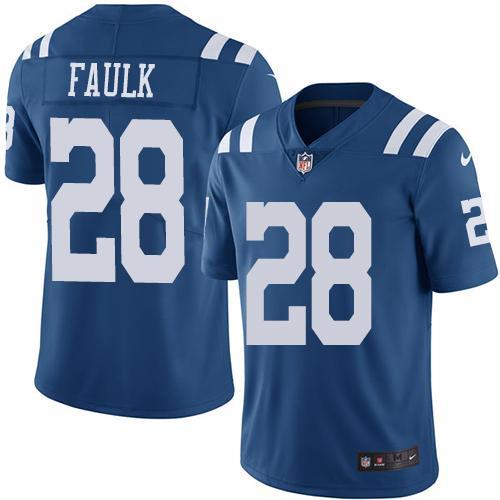 Nike Indianapolis Colts #28 Marshall Faulk Royal Blue Stitched NFL Limited Rush Jersey