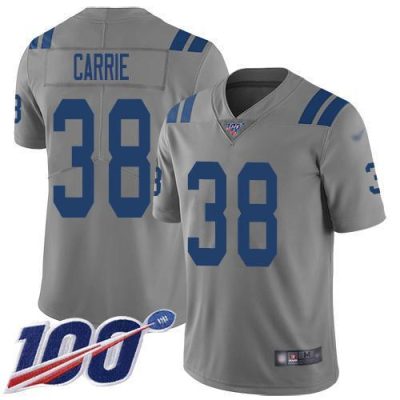Nike Indianapolis Colts #38 T.J. Carrie Gray Stitched NFL Limited Inverted Legend 100th Season Jersey