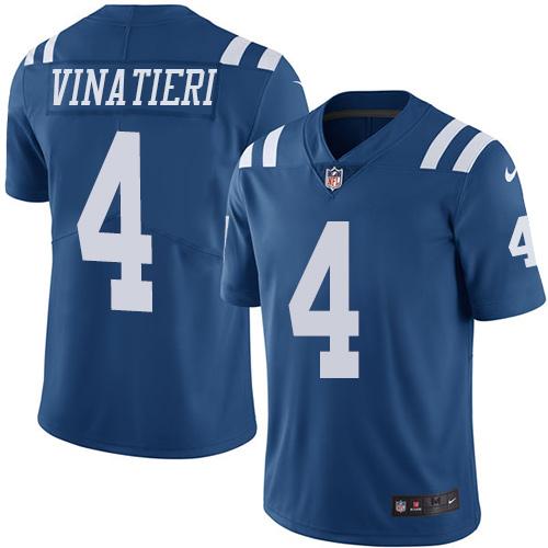 Nike Indianapolis Colts #4 Adam Vinatieri Royal Blue Stitched NFL Limited Rush Jersey