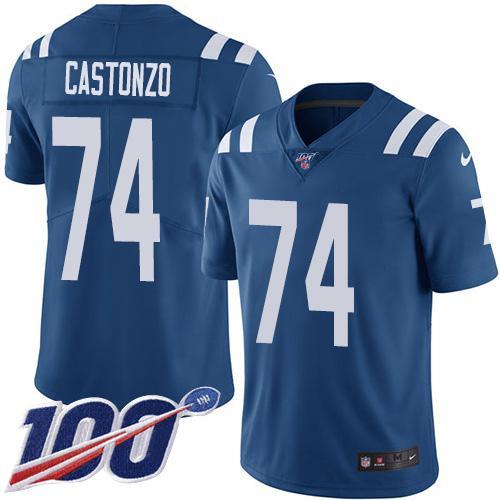 Nike Indianapolis Colts #74 Anthony Castonzo Royal Blue Team Color Stitched NFL 100th Season Vapor Untouchable Limited Jersey