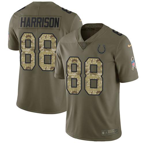 Nike Indianapolis Colts #88 Marvin Harrison Olive/Camo Stitched NFL Limited 2017 Salute To Service Jersey