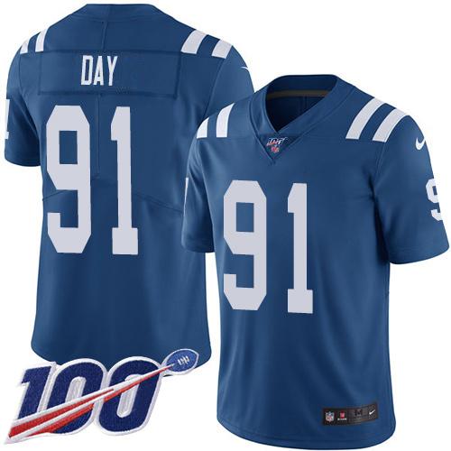 Nike Indianapolis Colts #91 Sheldon Day Royal Blue Team Color Stitched NFL 100th Season Vapor Untouchable Limited Jersey