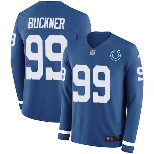 Nike Indianapolis Colts #99 DeForest Buckner Royal Blue Team Color Stitched NFL Limited Therma Long Sleeve Jersey