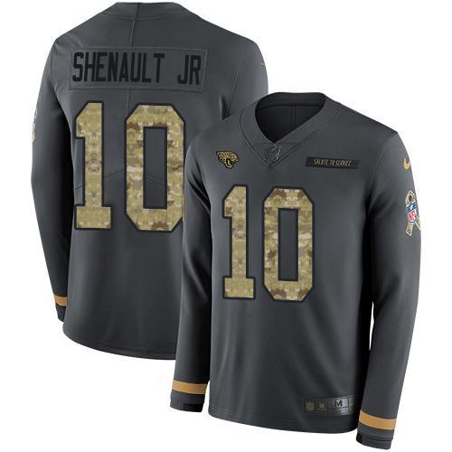 Nike Jacksonville Jaguars #10 Laviska Shenault Jr. Anthracite Salute to Service Stitched NFL Limited Therma Long Sleeve Jersey