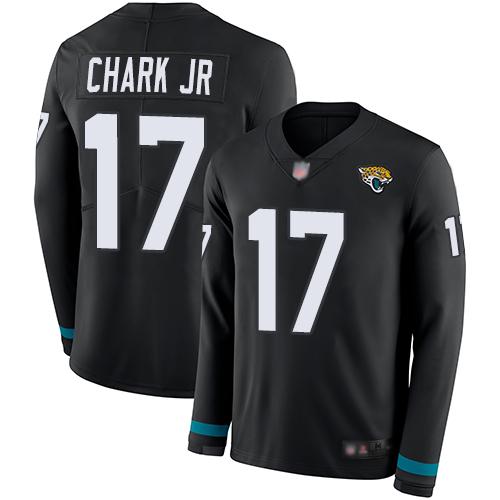 Nike Jacksonville Jaguars #17 DJ Chark Jr Black Team Color Stitched NFL Limited Therma Long Sleeve Jersey