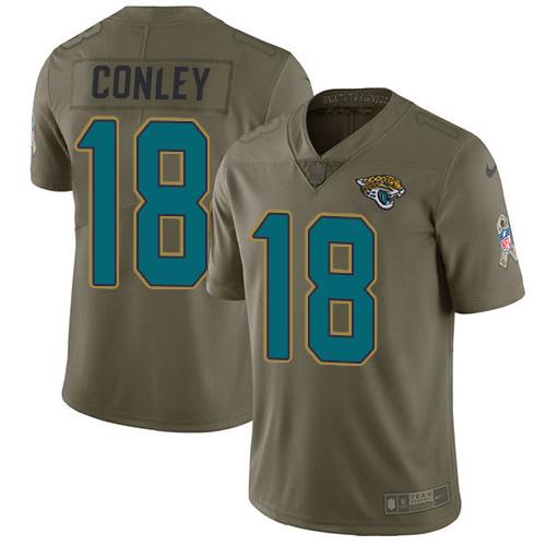 Nike Jacksonville Jaguars #18 Chris Conley Olive Stitched NFL Limited 2017 Salute to Service Jersey