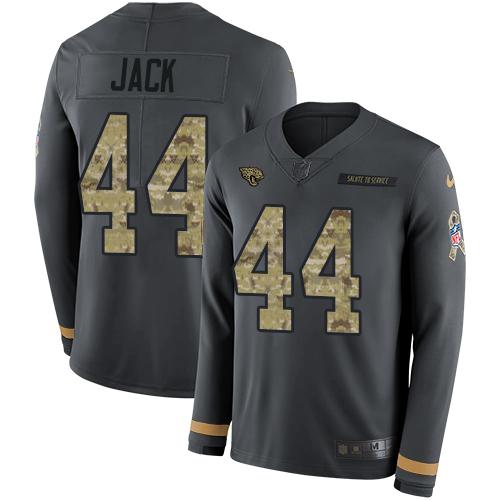 Nike Jacksonville Jaguars #44 Myles Jack Anthracite Salute to Service Stitched NFL Limited Therma Long Sleeve Jersey