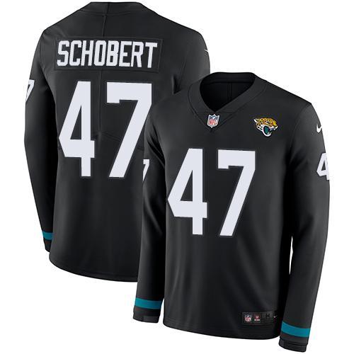 Nike Jacksonville Jaguars #47 Joe Schobert Black Team Color Stitched NFL Limited Therma Long Sleeve Jersey