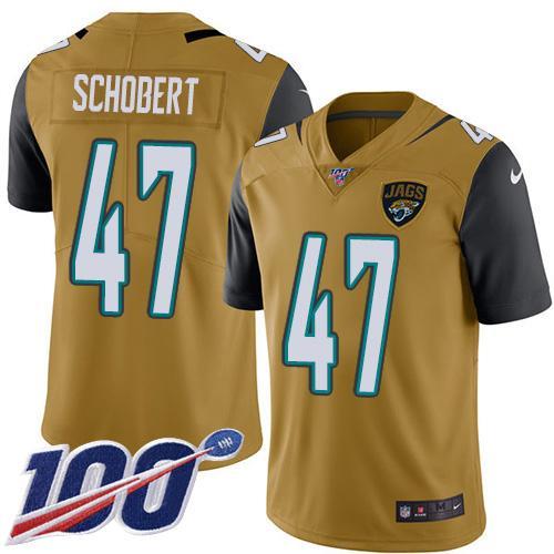 Nike Jacksonville Jaguars #47 Joe Schobert Gold Stitched NFL Limited Rush 100th Season Jersey