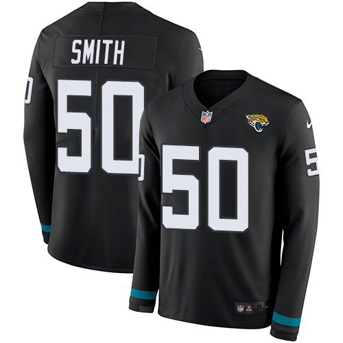 Nike Jacksonville Jaguars #50 Telvin Smith Black Team Color Stitched NFL Limited Therma Long Sleeve Jersey